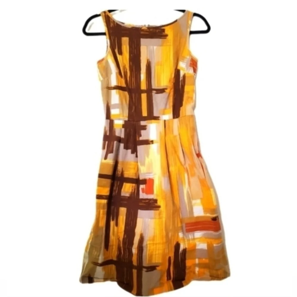 Anthropologie Tabitha Women's Brushstrokes Sleeveless Cotton Fit & Flare‎ Dress